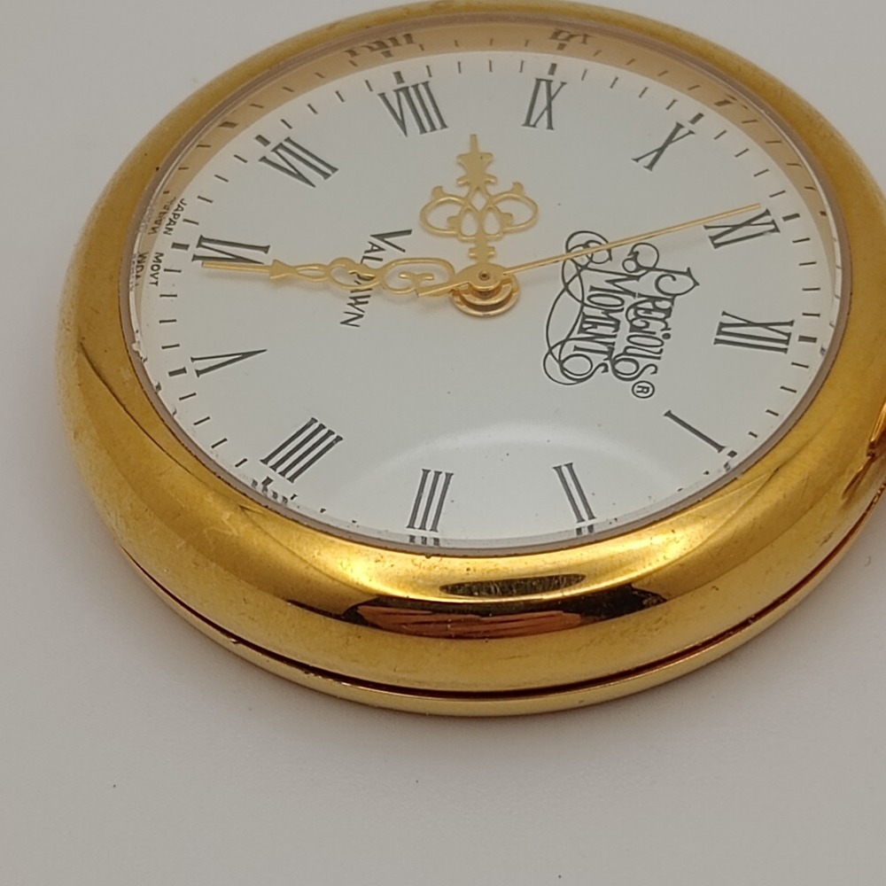Precious Moments ValDawn Gold Tone Pocket Watch Quartz Roman Japan Movt New Batt - Picture 5 of 11